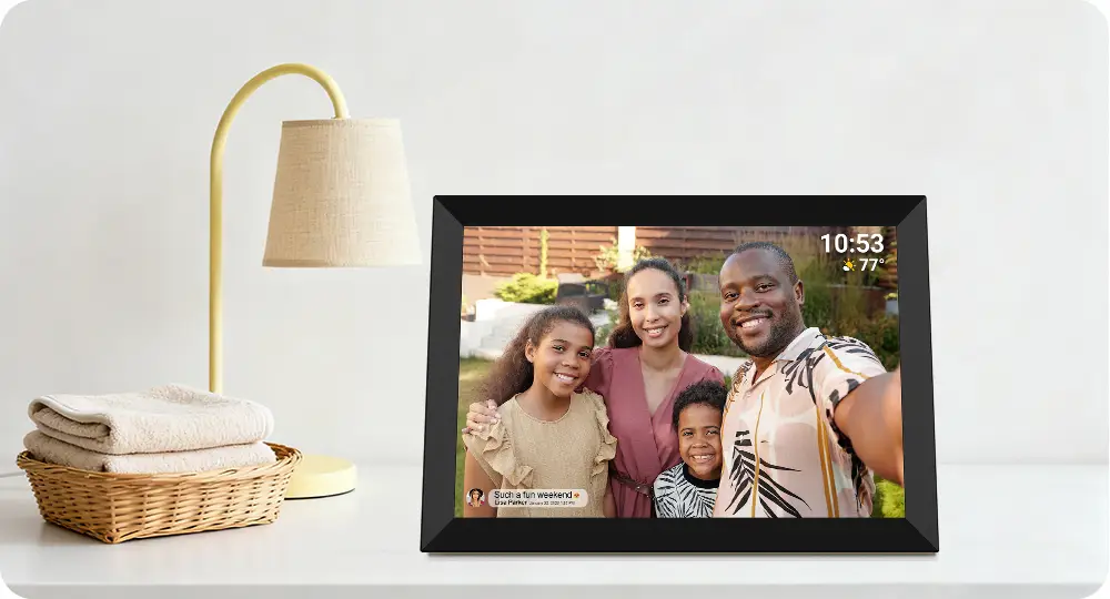 Family photo on a smart frame